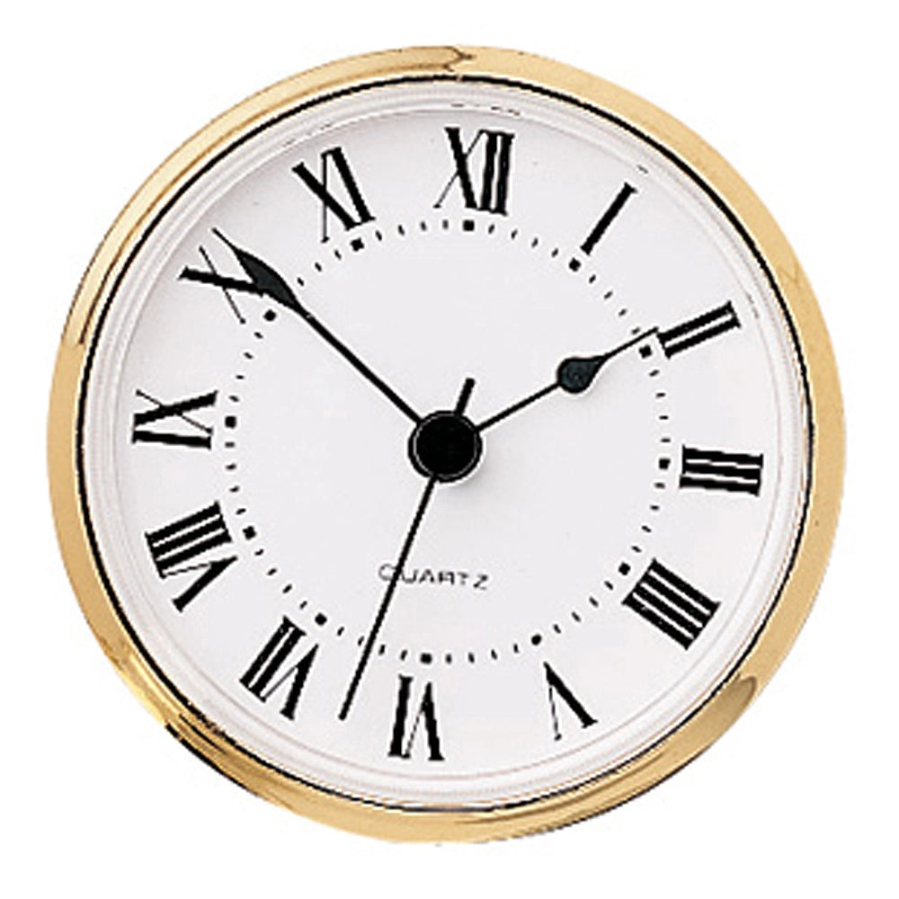 3" Clock Face - Wht/Blk Roman/Gold
