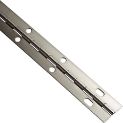 Nickel, Slotted Piano Hinge, 36" L x 1-1/16" W