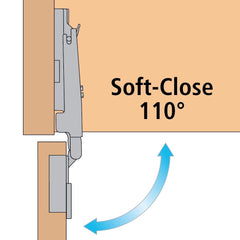 Full Kit Grass Tiomos Soft-Close Hinges (Pair) for Frameless, 110°, 5/16'' Overlay