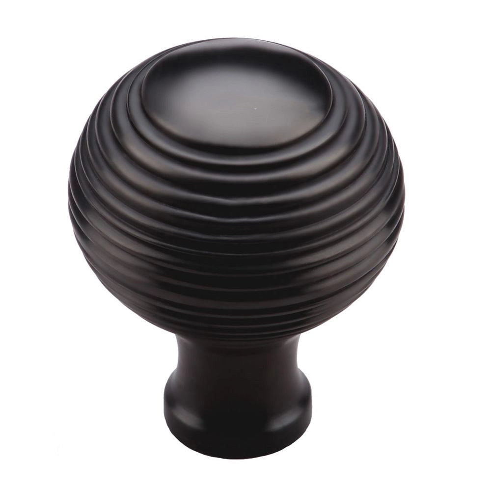 1-1/4''  Reeded Cabinet Knob, Flat Black