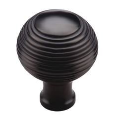 1-1/4''  Reeded Cabinet Knob, Flat Black