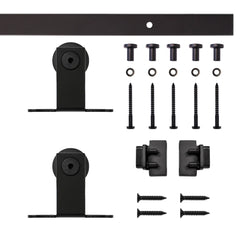6' Top Mount Mini Rolling Door Hardware Kit for Furniture, Black