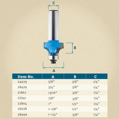 5/8'' D x 3/8'' H x 1/16'' R x 1/4'' Shank Rockler Roundover/Beading Bit