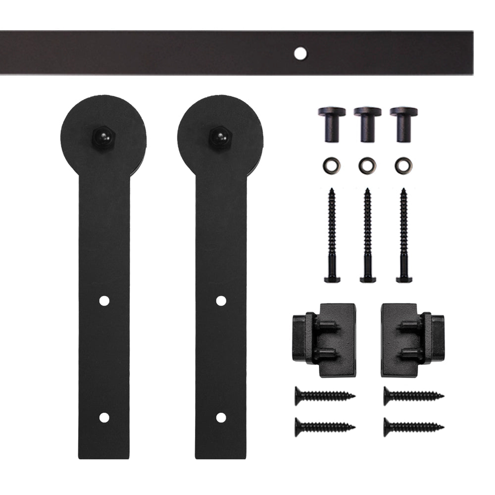 4' Keyhole Mini Rolling Door Hardware Kit for Furniture, Black
