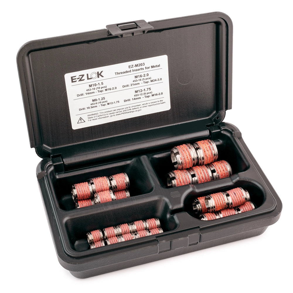 E-Z LOK Threaded Insert Assortment Kit for Metal - 303 Stainless - M8 to M16