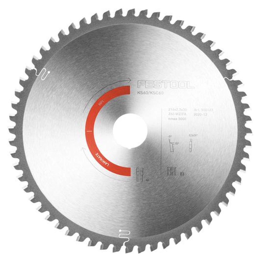Festool 8-1/2'' Saw Blade for KSC 60, Laminate/HPL (576930)