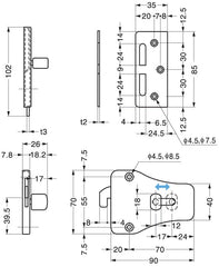 Latch For Sliding Door, HC-70 - Satin