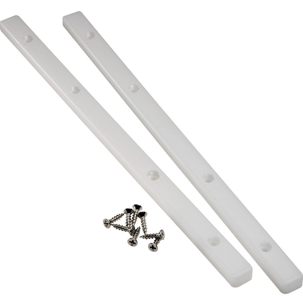 White Plastic Guide Rails for 17mm 21/32'' Grooved Drawers