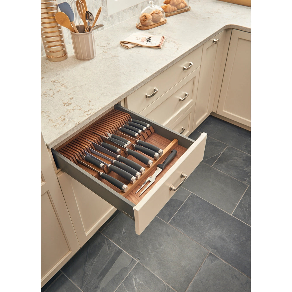 Cut-To-Size Insert Wood Double Knife Block for Drawers - Natural