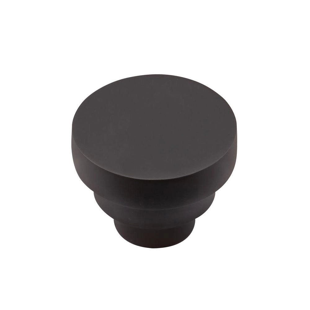 1-1/2''  Round Step Cabinet Knob, Flat Black