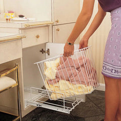 Pull-Out Hamper / Utility Basket, 15" W x 15" H, White, Wire (HRV-1515 S)