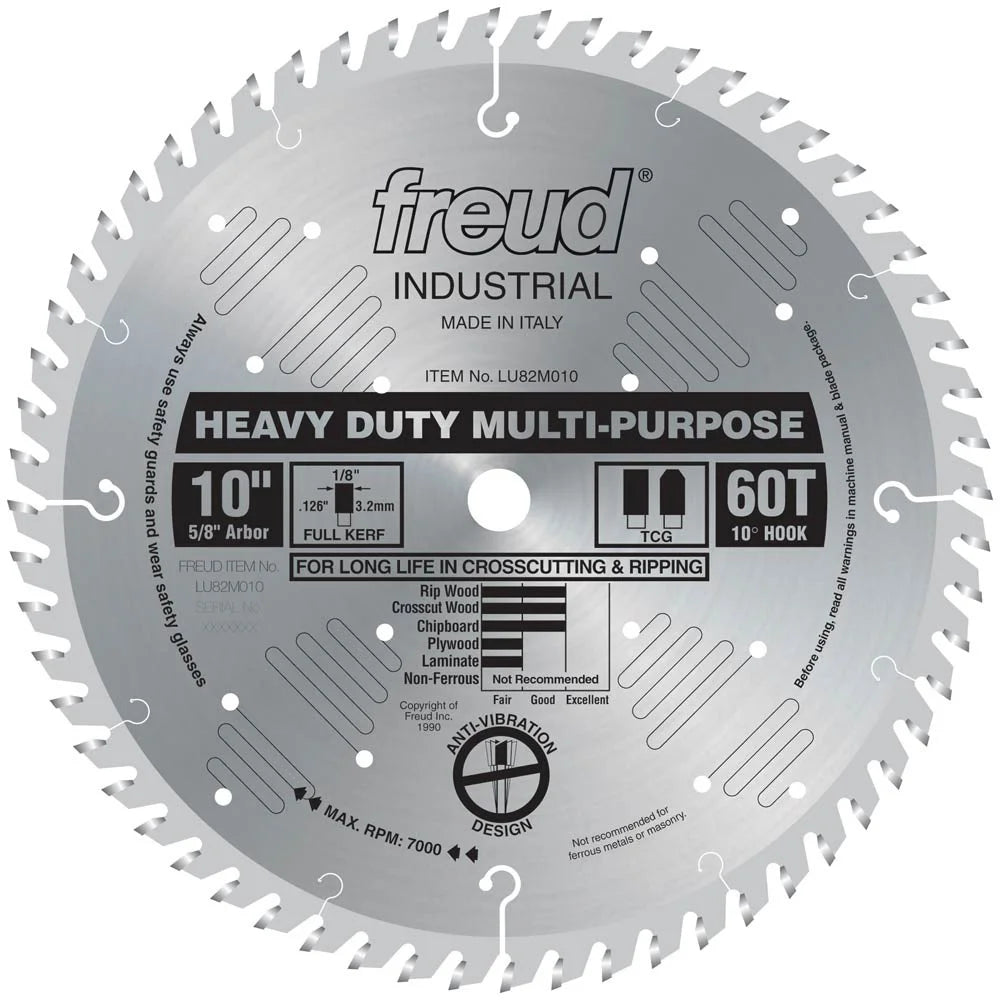 10" x 60T Freud Industrial Heavy Duty Multi-Purpose Blade (LU82M010)