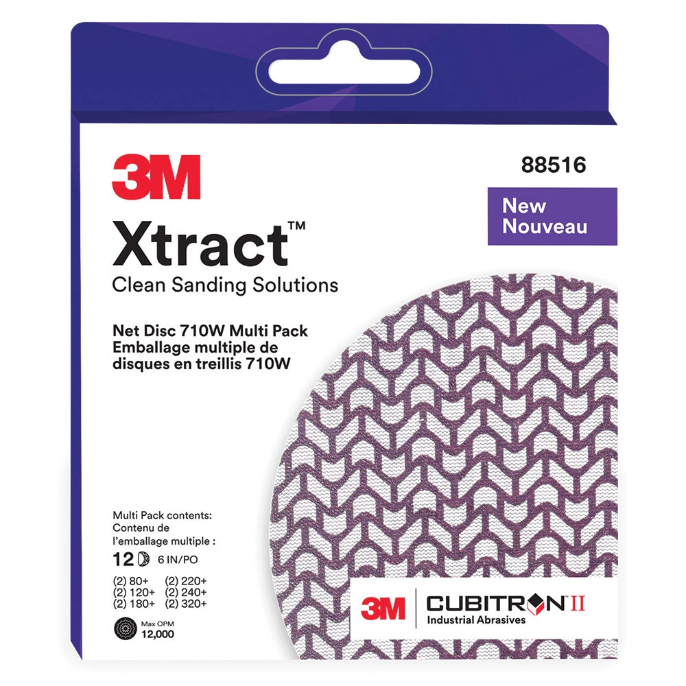 3M™ Xtract Cubitron™ II 710W 6'' Dia. Net Disc Multi-Pack (2 Each: 80-, 120-, 180-, 220-, 240-, 320-Grit)