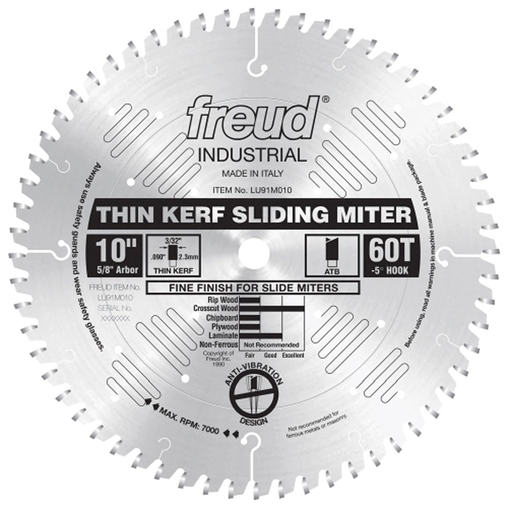 Freud LU91M008 8-1/2" x 48T Industrial Thin Kerf Sliding Compound Miter Saw Blade