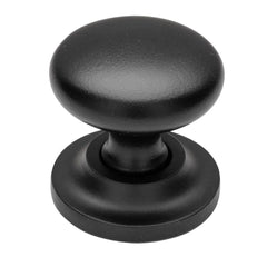 1-1/2''  Round Cabinet Knob on Rose, Flat Black