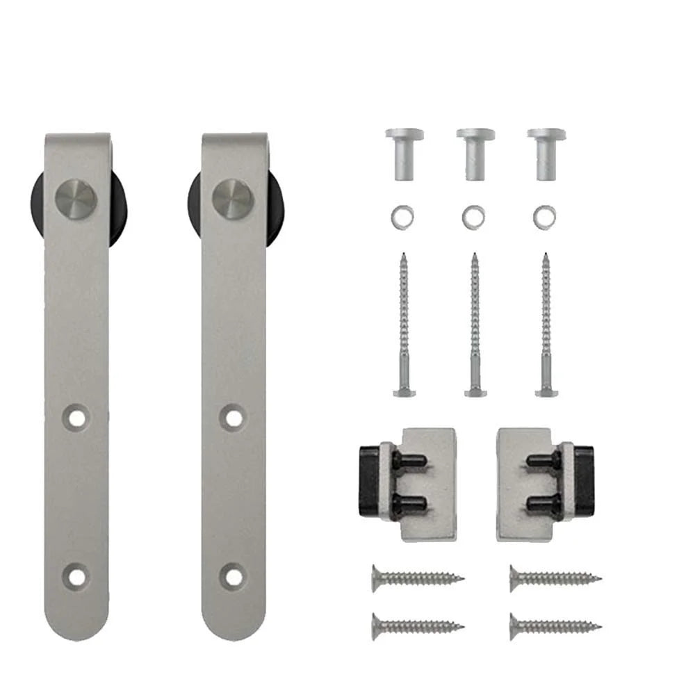 Rounded Stick Mini Rolling Door Hardware for Furniture, No Rail, Satin Nickel