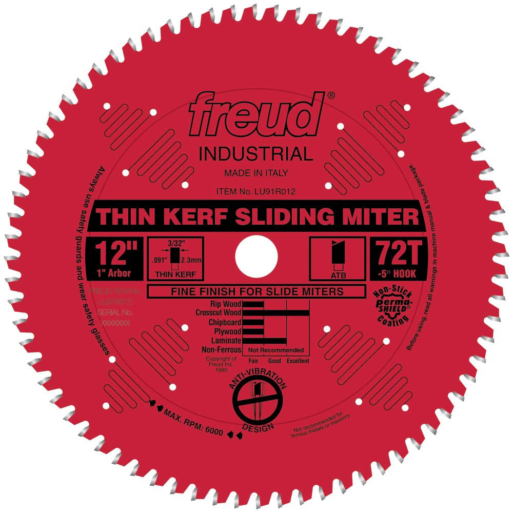 Freud LU91R010 10'' x 60T Thin Kerf Sliding Compound Miter Saw Blade
