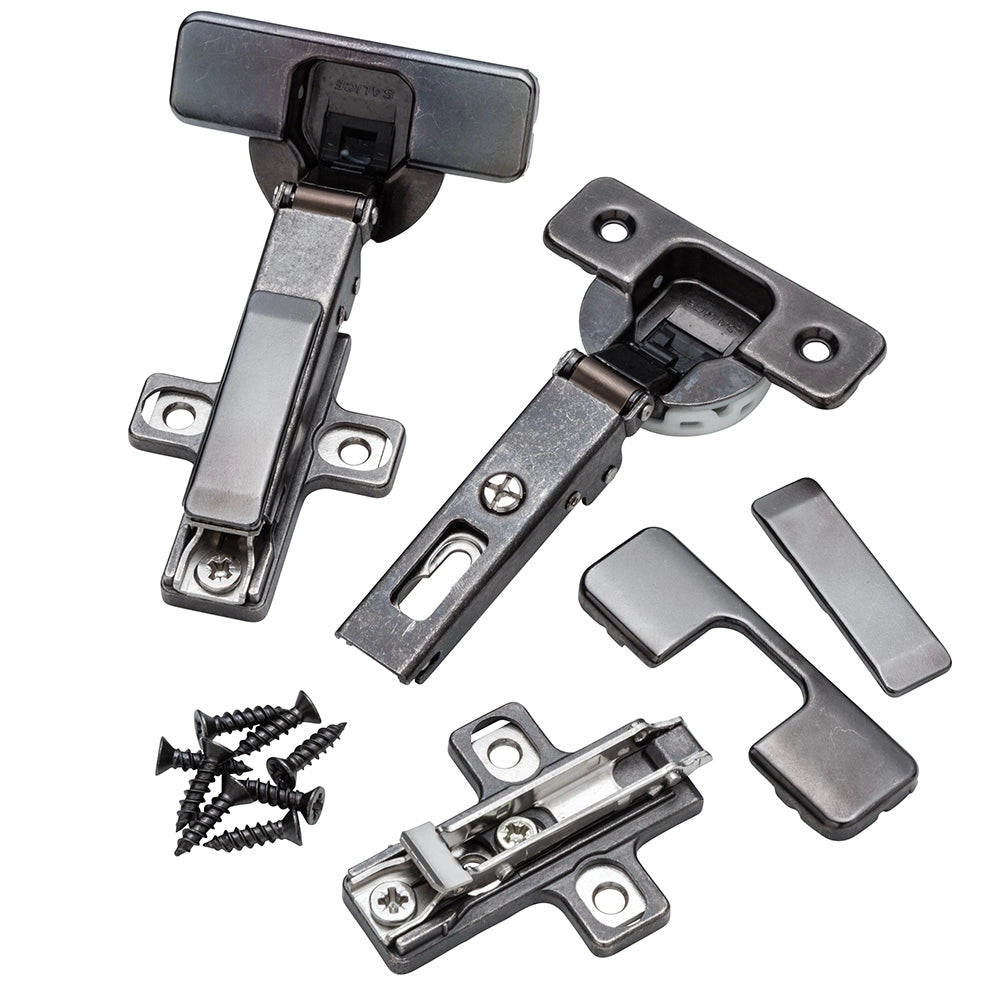 Salice 105° Long Arm Hinges, Frameless, Titanium Finish, Full Overlay
