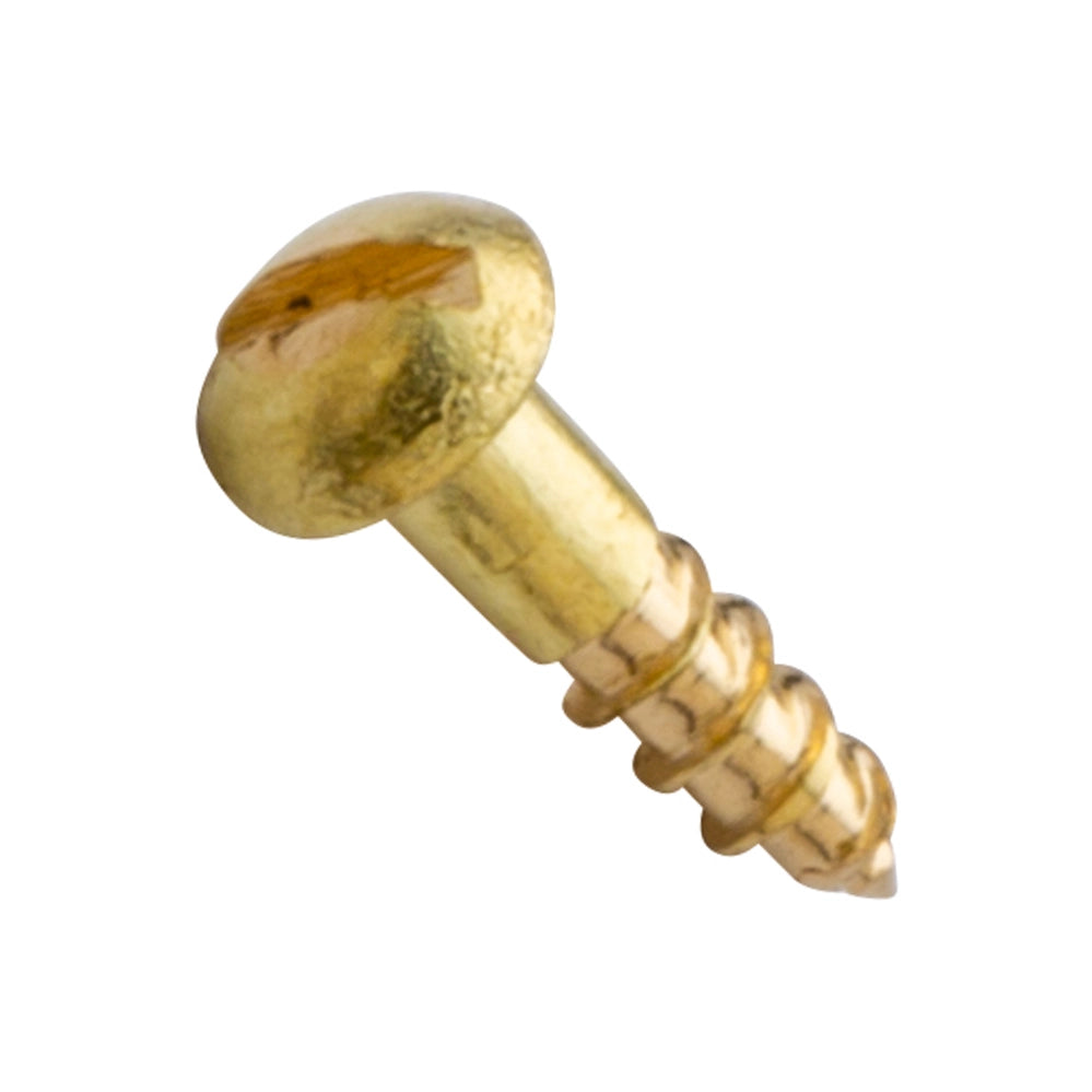 Centerline #0 x 3/8'' Round Head Slotted Wood Screws, Solid Brass, 50-Pack
