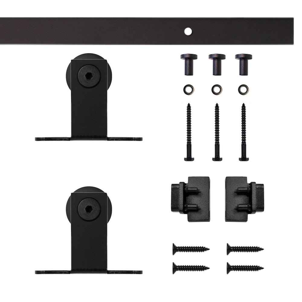 4' Top Mount Mini Rolling Door Hardware Kit for Furniture, Black