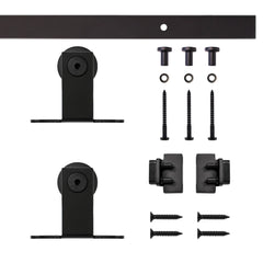 4' Top Mount Mini Rolling Door Hardware Kit for Furniture, Black