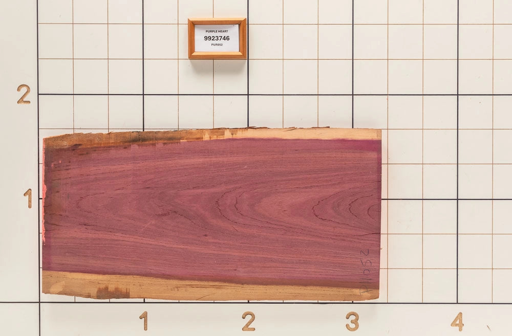 Purpleheart Live Edge Slab, 19-1/2''W x 38''L x 1-1/8'' Thick