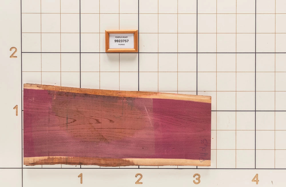 Purpleheart Live Edge Slab, 15-1/2''W x 38''L x 1-1/8'' Thick