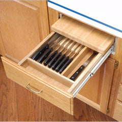 14-1/2" Wide Knife Holder and Cutting Board Drawer System, Wood - Maple (4KCB-18)