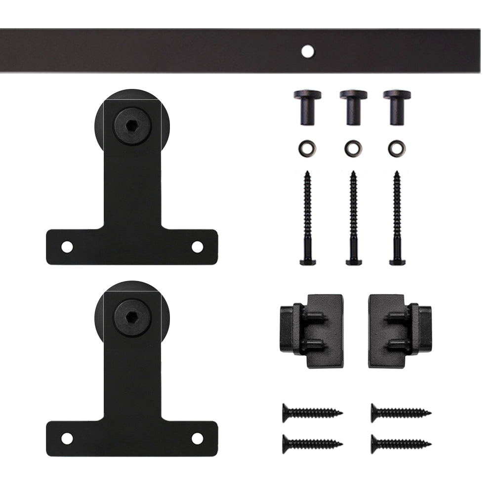 4' Front Mount Mini Rolling Door Hardware Kit for Furniture, Black