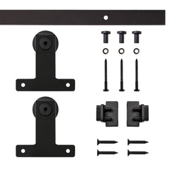 4' Front Mount Mini Rolling Door Hardware Kit for Furniture, Black