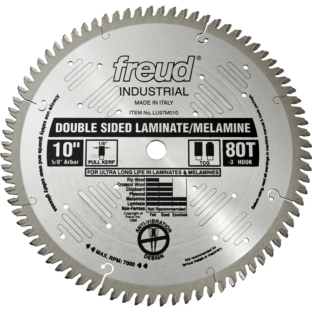 Freud® 10" x 80T Industrial Double Sided Laminate/Melamine Saw Saw Blade - LU97M010
