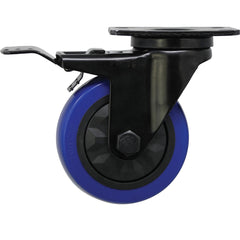 4'' Black & Blue TPU Swivel Caster with Total Lock Brake