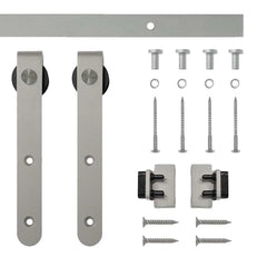 4' Rounded Stick Mini Rolling Door Hardware Kit for Furniture, Satin Nickel