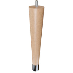 9'' Tapered Turned Leg, Hard Maple with Semi-Gloss Finish, 1''H Brushed Aluminum Foot