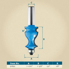 Rockler High Molding Router Bit - 1-1/6" Dia x 1-5/8" H x 1/2" Shank