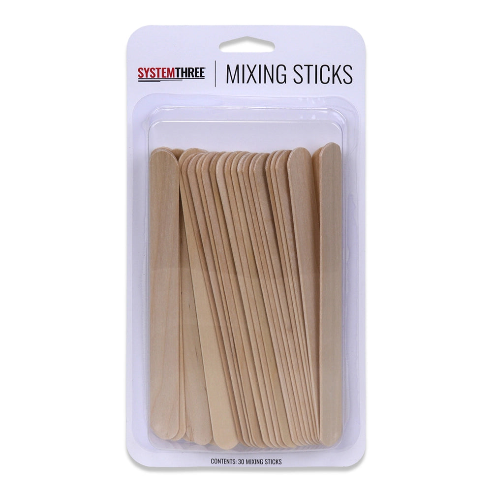 System Three Wooden Mixing Sticks, 30-Pack