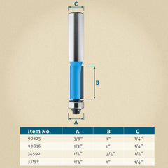 1/4" D x 3/4" H x 1/4" Shank Rockler Piloted Flush Trim Bit