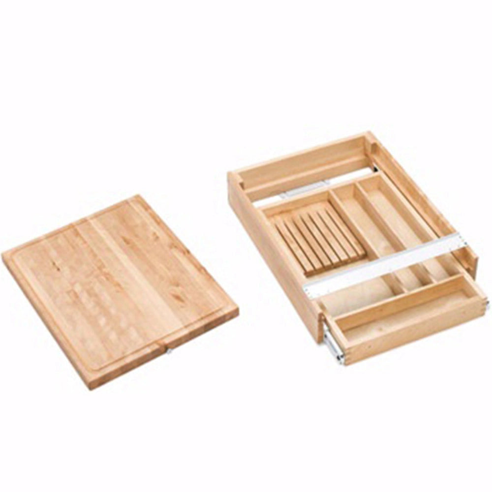17-1/2" Wide Knife Holder and Cutting Board Drawer System, Wood - Maple (4KCB-21)