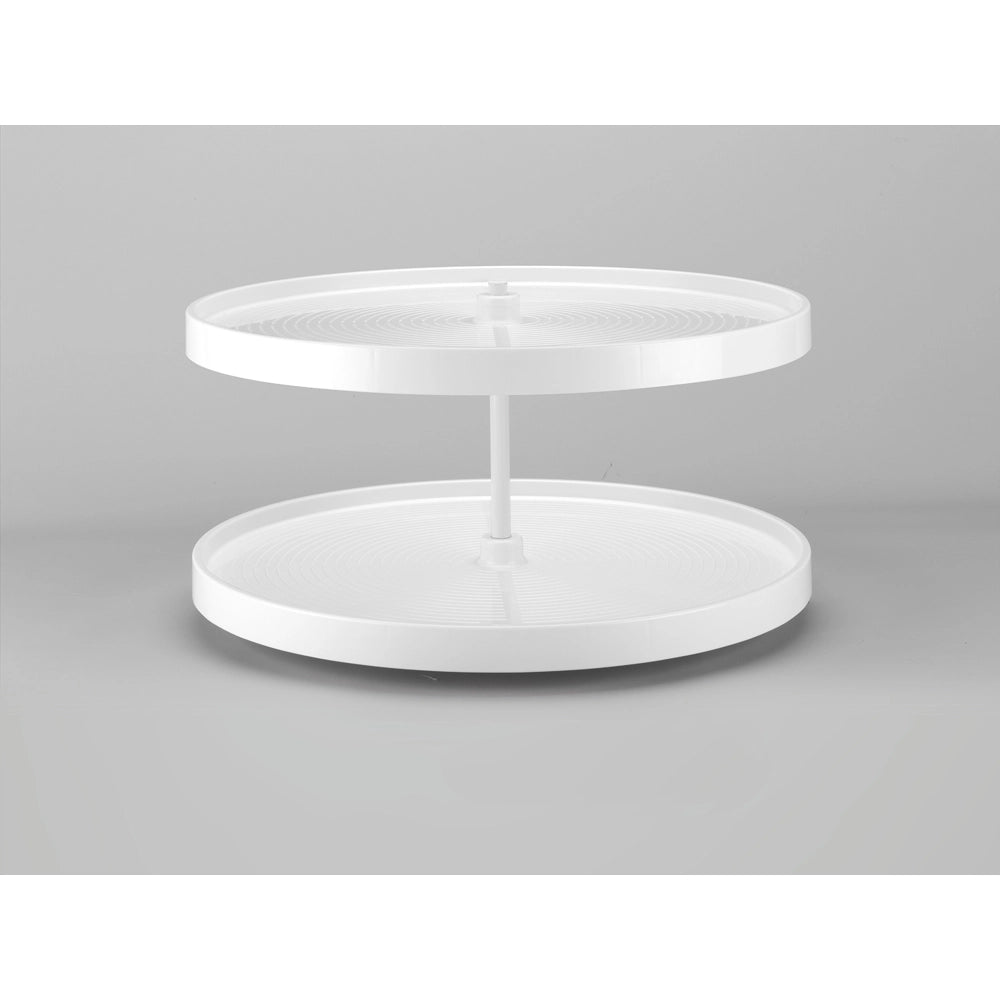 Full Circle LD Bottom Mount Polymer 2 Shelf Corner Lazy Susans - 32 in. White