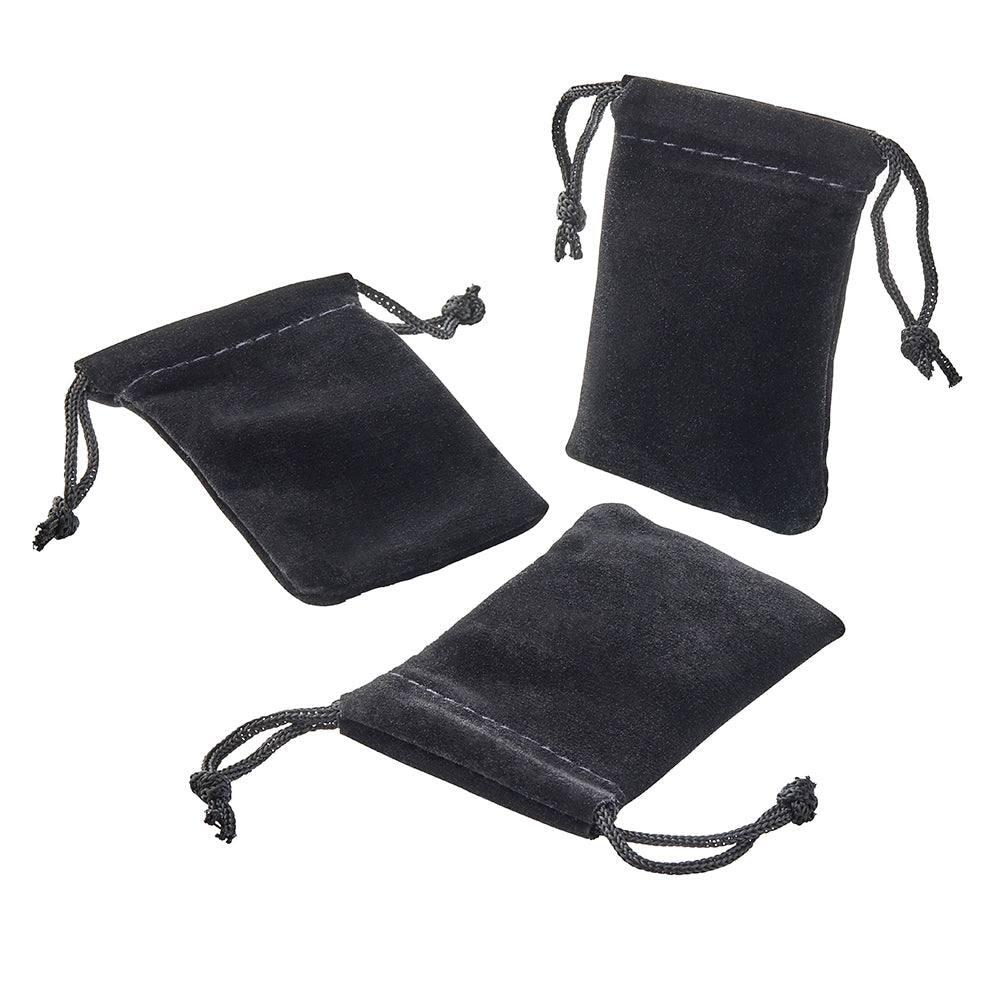 Black Velvet Ring Pouches, 3-Pack
