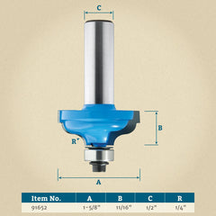 Rockler Ogee Fillet Router Bit - 1-5/8" Dia x 11/16" H x 1/2" Shank