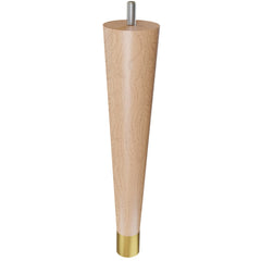 9'' Tapered Turned Leg, Hard Maple, 1''H Brushed Aluminum Foot