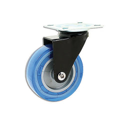 Profile Caster, Black Yoke, Swivel Plate and No Brake, Ocean Blue