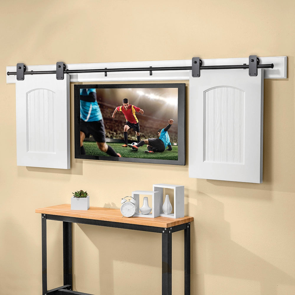 Rolling Barn Door Hardware Kit, Black, Rectangle