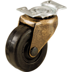 2'' Black Rubber Caster with Copper Oxide Finish, Plate Mount