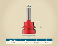 Freud® 99-031 Reversible Glue Joint Router Bit - 1-1/2" Dia x 1-1/4" H x 1/2" Shank