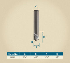 1/4'' D x 3/16'' H x 1/8'' R x 1/4'' Shank Freud #20-301 Beadboard Bit