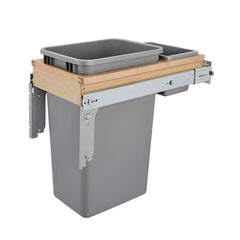 Double Soft-Close Top Mount 1.5'' Face Frame Wood Waste Containers - 27 qt.