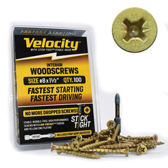 #8 x 2'' Velocity Interior Wood Screws with Stick-Tight Driver Bit, 75 Screws
