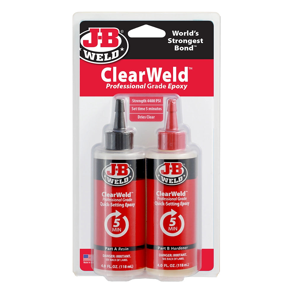 J-B Weld ClearWeld Professional Grade Quick-Setting Epoxy, 8 oz.